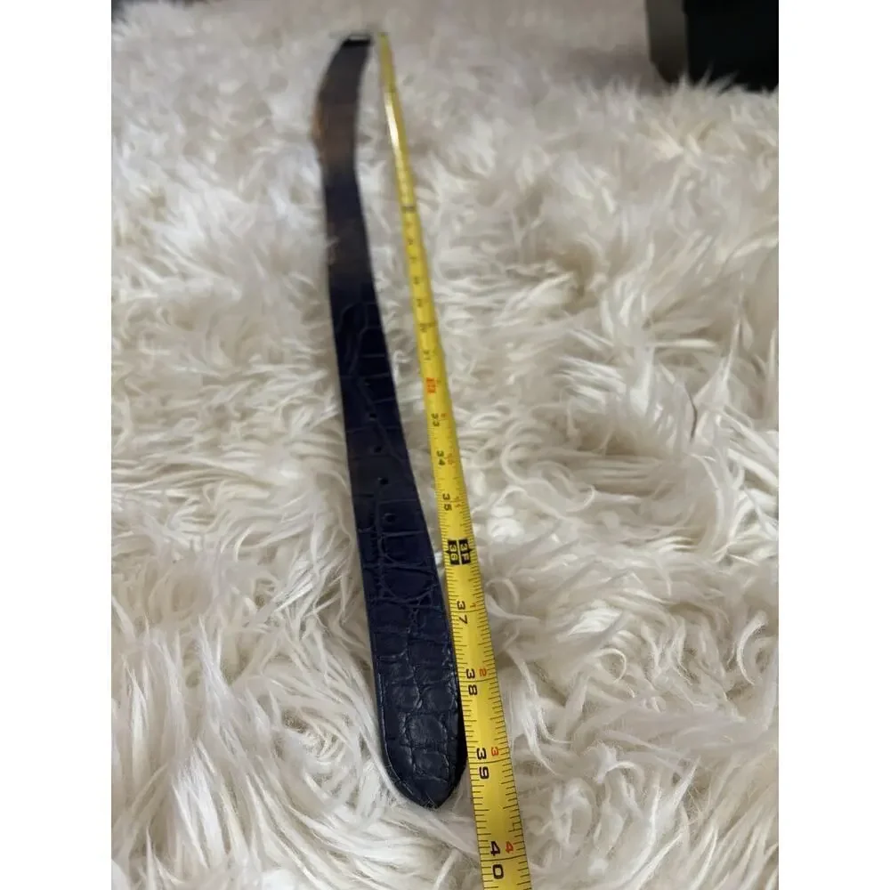 Ralph Lauren Collection Purple Label Women’s Alligator Buckle Belt L Navy $1750